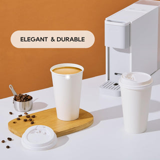 Multiple Size White Paper Coffee Cups with Lids - Hot/Cold Beverage Drinking & Home - Jolly Party - JOLLYCHEF