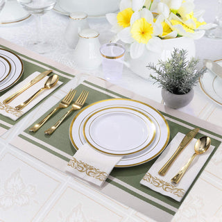 JOLLY CHEF 320 Piece Gold Rim Disposable Plastic Plates Dinnerware Sets,45 Guests - JOLLYCHEF