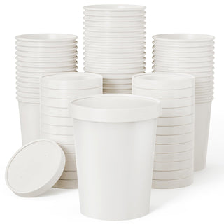 White Microwavable Paper Soup Containers with Lids - Hot Soup & Storing Food - LITOPAK - JOLLYCHEF