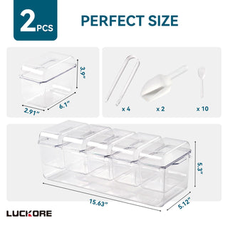 Clear Stackable Condiment Tray with 5 Removable Containers – for Family Gatherings, Camping, and BBQs – Luckore - JOLLYCHEF