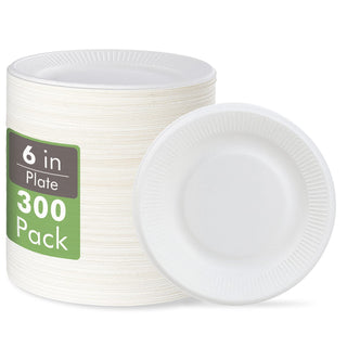 6in / 7in /8in White Round Embossed Compostable Plates - Sandwiches & Pizza - Vplus - JOLLYCHEF