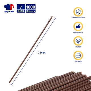 7 in Brown Plastic Stir Sticks - Cocktail & Coffee - Jolly Chef - JOLLYCHEF