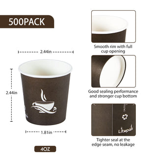 Multiple Sizes Coffee Patterns Brown Paper Coffee Cups - Party & Coffee - LITOPAK - JOLLYCHEF