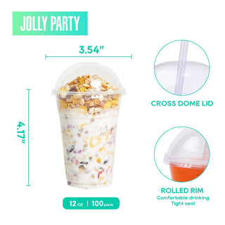 12oz/16 oz Clear Parfait Cups with Dome Lids - Smoothies & Parties - Jolly Party - JOLLYCHEF