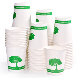 8oz/ 12oz/16oz Trees Pattern Compostable Cups with PLA Lined - Hot Drinking & Picnic - Vplus - JOLLYCHEF