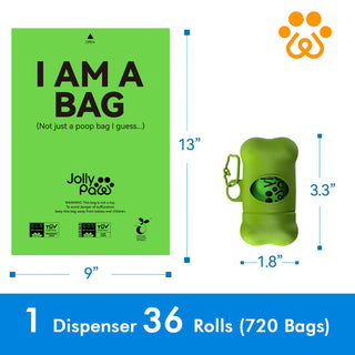 Extra - Large Extra Thick Biodegradable Dog Poop Bags - Dog Waste Disposal & Cat Litter Cleanup - JollyPaw - JOLLYCHEF