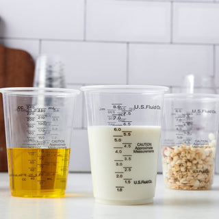 8oz Clear  Plastic Measuring Cups with Stirrers - Baking & Paint Mixing - Lilymicky - JOLLYCHEF