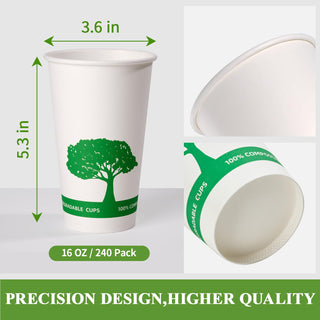 8oz/ 12oz/16oz Trees Pattern Compostable Cups with PLA Lined - Hot Drinking & Picnic - Vplus - JOLLYCHEF