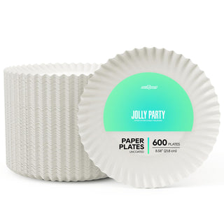 6in /8.5in White Paper Plates - Perfect for Picnics & Birthdays - JOLLY PARTY - JOLLYCHEF