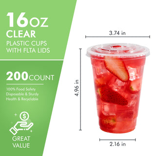 12oz/ 16oz Clear Plastic Cups with Flat Lids - Juice & Smoothies - FOCUSLINE - JOLLYCHEF