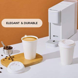 Multiple Size White Paper Coffee Cups with Lids - Hot/Cold Beverage Drinking & Home - Jolly Party - JOLLYCHEF