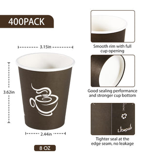 Multiple Sizes Coffee Patterns Brown Paper Coffee Cups - Party & Coffee - LITOPAK - JOLLYCHEF