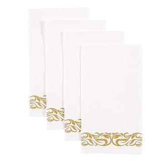 3 - Ply White and Gold Pattern Paper Napkins - Weddings & Parties - Vplus - JOLLYCHEF