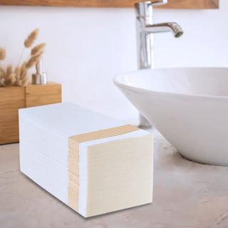 1 - Ply Gold Striped Pattern Paper Napkins - Guestrooms & Bathroom - LITOPAK - JOLLYCHEF