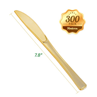 Gold Elegant Plastic Knives, Forks & Spoons - Catering & Wedding - FOCUSLINE - JOLLYCHEF