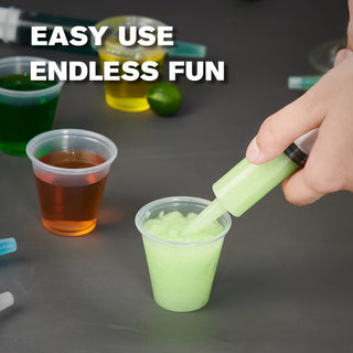 1.5oz/2oz Clear Jelly Shot Syringes with Lids & Small Plastic Cups - Halloween & Party - Vplus