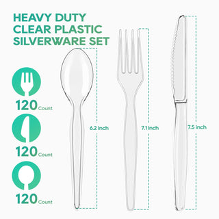 Clear Food - grade Plastic Cutlery - Party & Everyday Use - FOCUSLINE - JOLLYCHEF