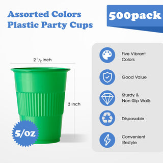 Multiple Sizes Assorted Color Textured Plastic Dessert Cups - Party & Bathroom Use - Lilymicky - JOLLYCHEF