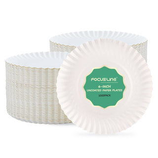6in/ 7in White Paper Plates - Perfect for Picnics & Birthdays - FOCUSLINE - JOLLYCHEF