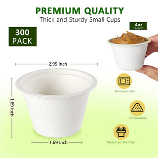 2oz/ 4oz Natural Round Composable Souffle Cups - Sauce & Sample Tasting - Vplus - JOLLYCHEF