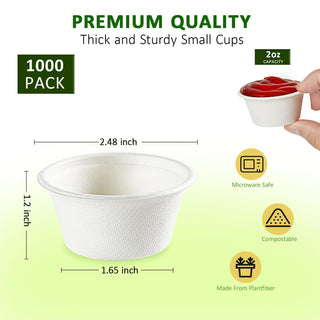 2oz/ 4oz Natural Round Composable Souffle Cups - Sauce & Sample Tasting - Vplus - JOLLYCHEF