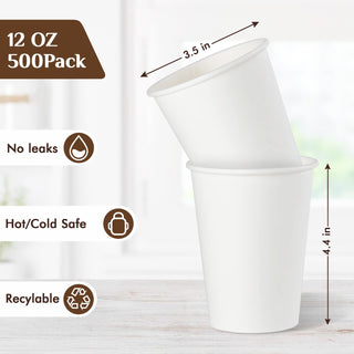 8oz/ 12oz/ 16oz White Paper Coffee Cups With Black Lids - Cold/Hot Drinking & Office - Vplus - JOLLYCHEF