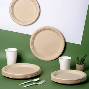 （Wholesale）10 Inch Eco-Friendly Disposable Sugarcane Paper Plates