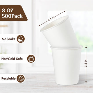 8oz/ 12oz/ 16oz White Paper Coffee Cups With Black Lids - Cold/Hot Drinking & Office - Vplus - JOLLYCHEF