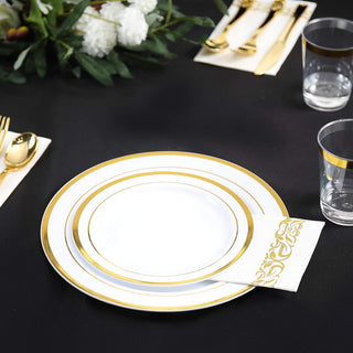 3 - Ply White and Gold Pattern Paper Napkins - Weddings & Parties - Vplus - JOLLYCHEF