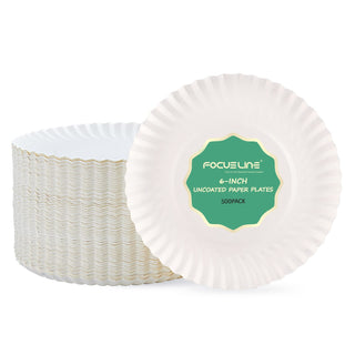 6in/ 7in White Paper Plates - Perfect for Picnics & Birthdays - FOCUSLINE - JOLLYCHEF