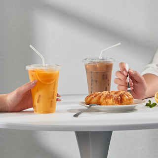 12oz/16 oz Clear Plastic Cups with Flat Slotted Lids - Juice & Smoothies - Jolly Party - JOLLYCHEF