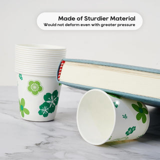 3oz Green Floral Rolled Rim Bathroom Cups - Picnic & Travel - JOLLY PARTY - JOLLYCHEF