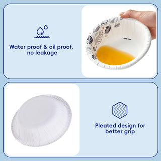 12oz/16oz/20oz White Leaf Floral Print Microwave & Freezer Safe Paper Bowls – Parties & Picnics – Jolly Chef - JOLLYCHEF