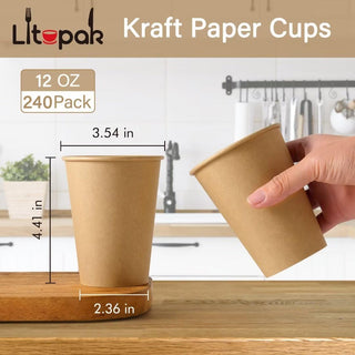 Multiple Size High End Brown Paper Coffee Cups - Diy Design & Office - LITOPAK - JOLLYCHEF