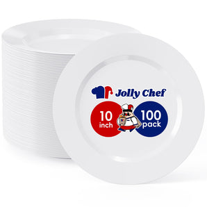 10 Inch 100 Pieces Disposable Heavy Duty Plastic Plates