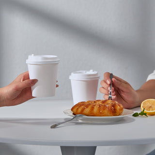 Multiple Size White Paper Coffee Cups with Lids - Hot/Cold Beverage Drinking & Home - Jolly Party - JOLLYCHEF