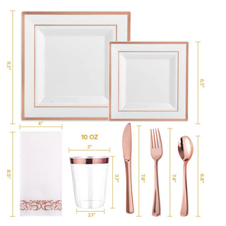 Rose Gold Rim Clear Fancy Disposable Dinnerware Sets - Halloween & Weddings - FOCUSLINE - JOLLYCHEF