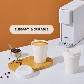 Multiple Size White Paper Coffee Cups with Lids - Hot/Cold Beverage Drinking & Home - Jolly Party - JOLLYCHEF