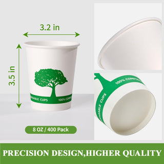 8oz/ 12oz/16oz Trees Pattern Compostable Cups with PLA Lined - Hot Drinking & Picnic - Vplus - JOLLYCHEF