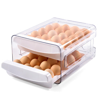 Clear 2 - Tier Stackable Egg Holder for Fridge - Refrigerator & Countertop Egg Storage - Luckore - JOLLYCHEF
