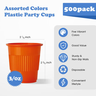 Multiple Sizes Assorted Color Textured Plastic Dessert Cups - Party & Bathroom Use - Lilymicky - JOLLYCHEF