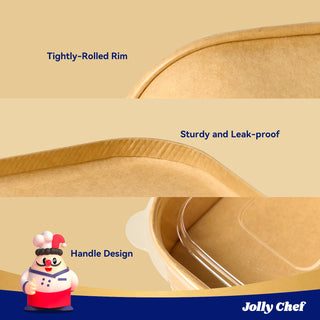 Brown Microwavable Round Kraft Paper Soup Containers with Clear Lids - Hot Soup & Storing Food - JOLLY CHEF - JOLLYCHEF
