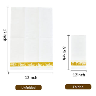1 - Ply White and Gold Pattern Linen - Feel Disposable Hand Towels - Weddings & Kitchens – LITOPAK - JOLLYCHEF