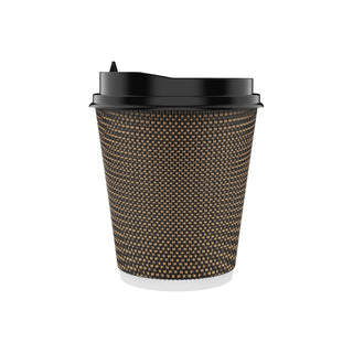 10oz/ 12oz/16oz Brown Ripple Wall Paper Coffee Cups with Lids and Straw - Hot Drinks & Cafe - LITOPAK - JOLLYCHEF