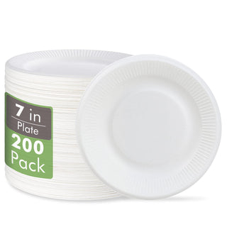 6in / 7in /8in White Round Embossed Compostable Plates - Sandwiches & Pizza - Vplus - JOLLYCHEF