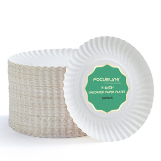6in/ 7in White Paper Plates - Perfect for Picnics & Birthdays - FOCUSLINE - JOLLYCHEF