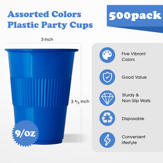 Multiple Sizes Assorted Color Textured Plastic Dessert Cups - Party & Bathroom Use - Lilymicky - JOLLYCHEF