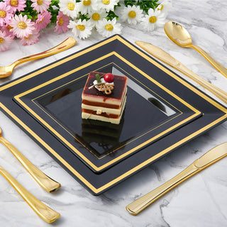 Black Gold Square Elegant Dinnerware Sets - Weddings & Parties - Jolly Chef - JOLLYCHEF
