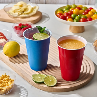 JOLLY CHEF 100 Pack 16 oz Disposable Plastic Cups, Red and Blue Party Plastic Cups for Parties, Picnics and BBQ