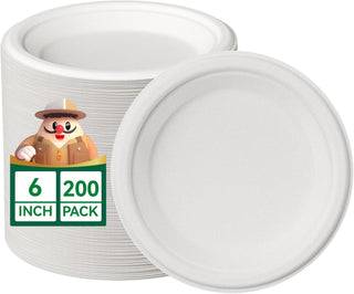 White Round Compostable Plates - BBQ & Picnics - Jolly Chef